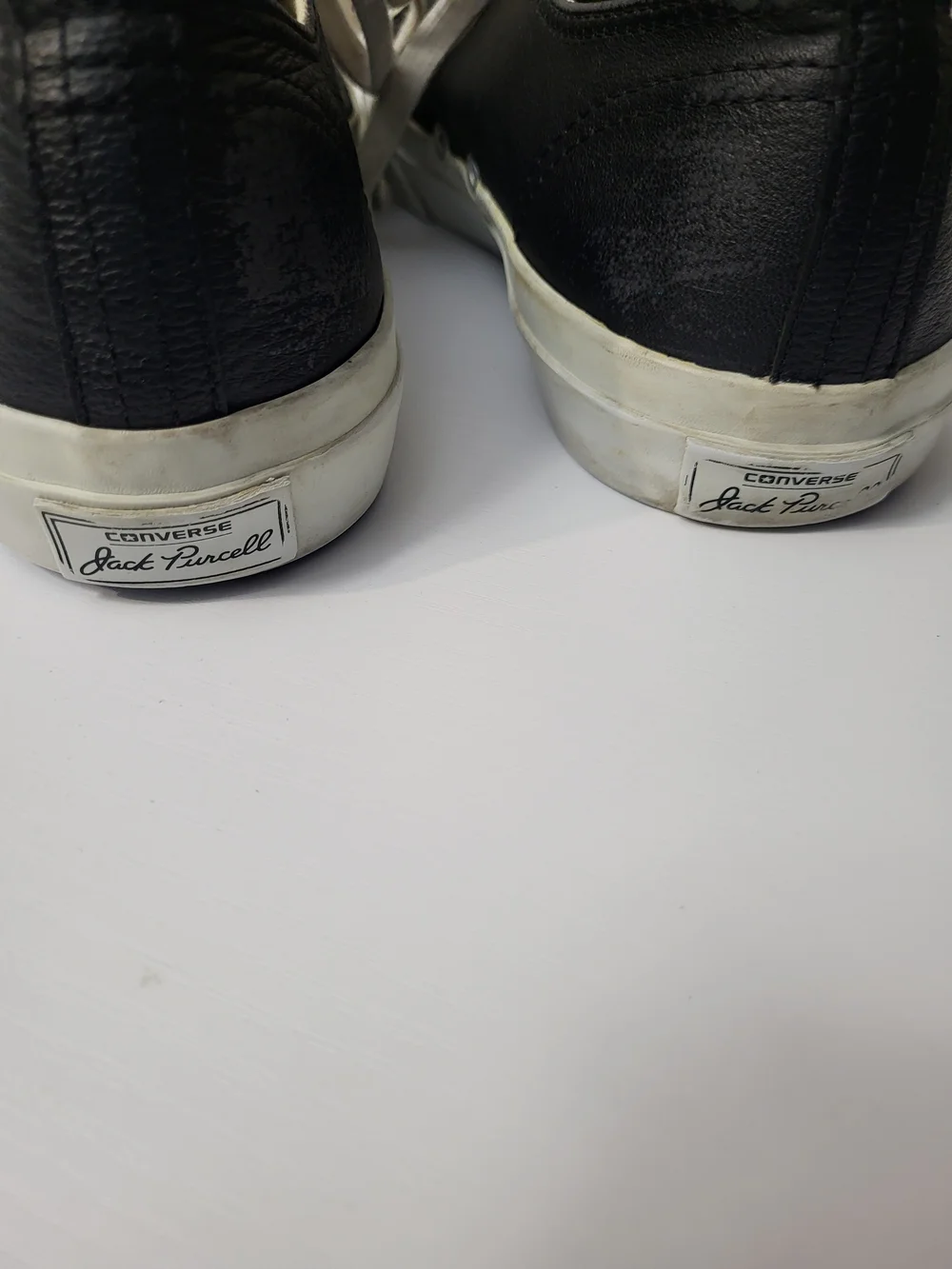 Converse Jack Purcell Low Top Leather Sneakers Black/White Lace Up M 7.5 W 9